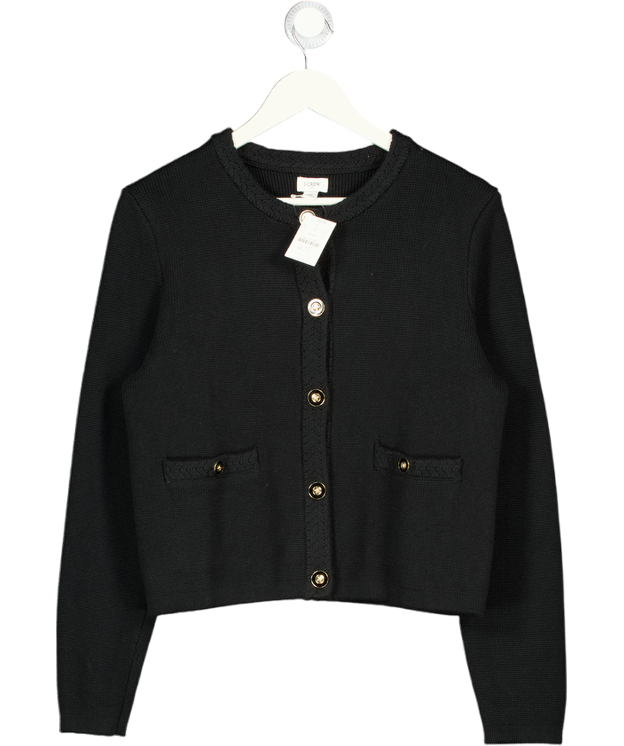 J. CREW Black Cotton Lady Jacket Cardigan Sweater UK M