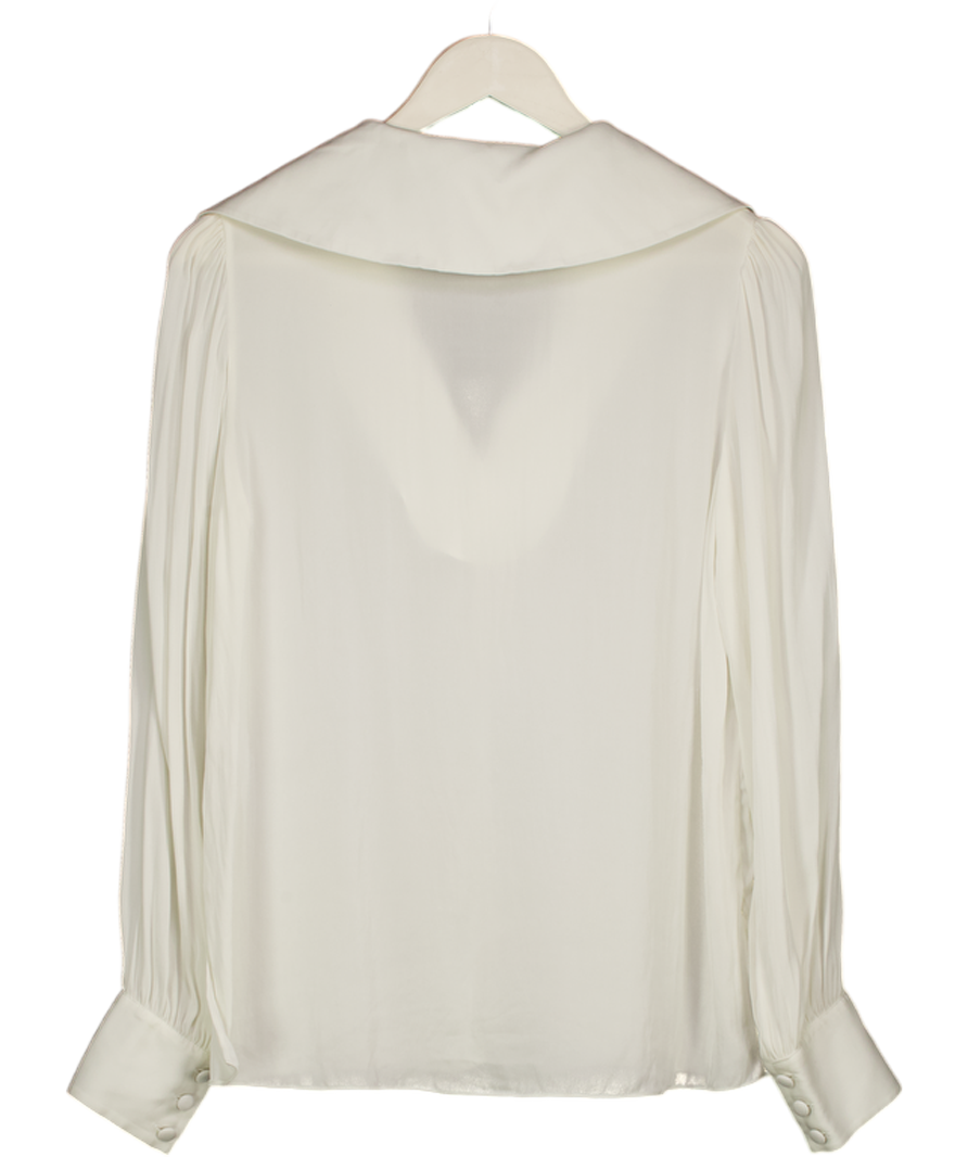 LILYSILK Cream Luxury Stretch Silk Popover Blouse UK S