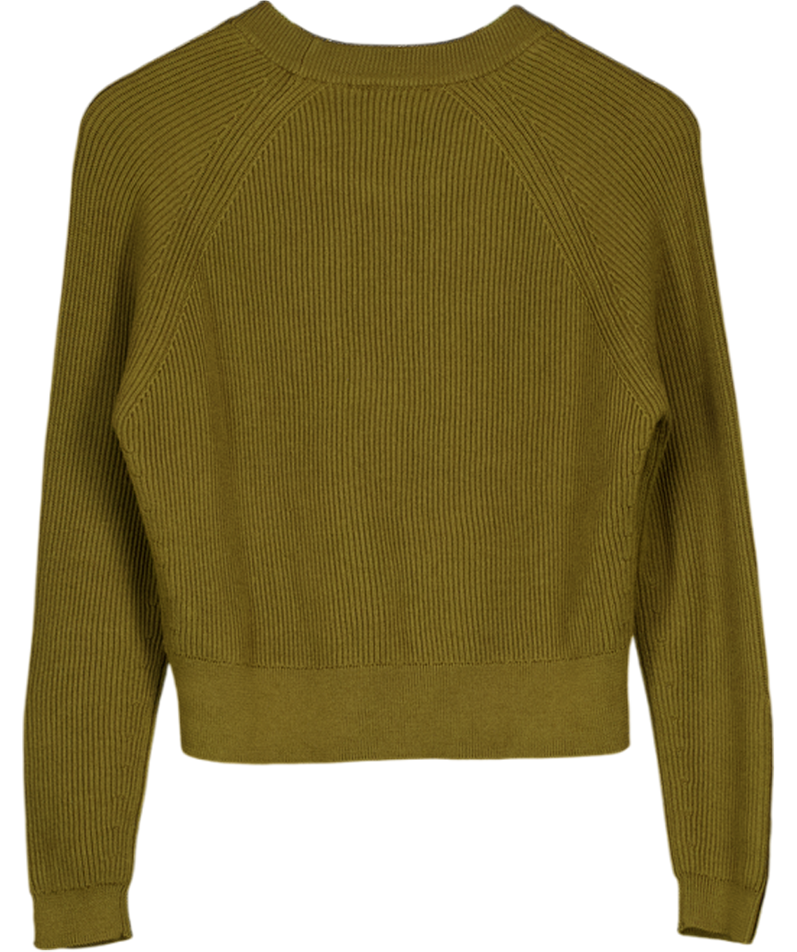 SEZANE Olive Green Sami Merino Wool & Cotton Blend Jumper UK S