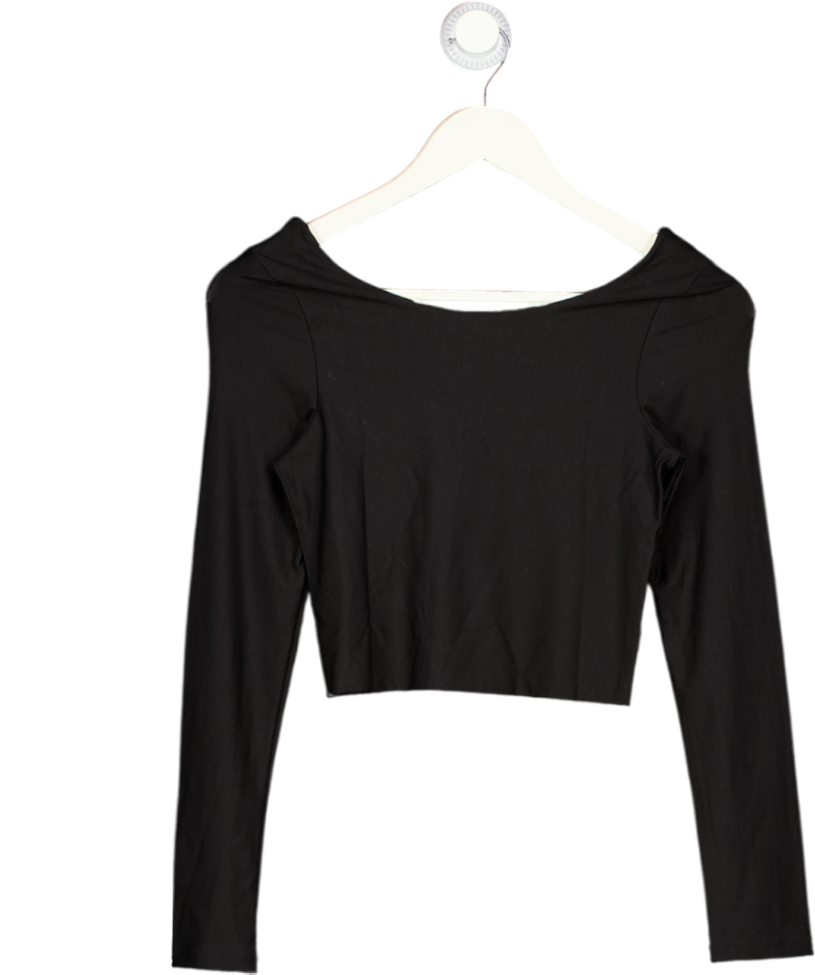 KLAYD Black Double Layered Long Sleeve Crop Top UK M