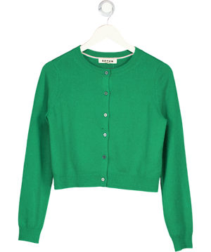 BODEN Green Eva 100% Cashmere Cropped Cardigan UK S