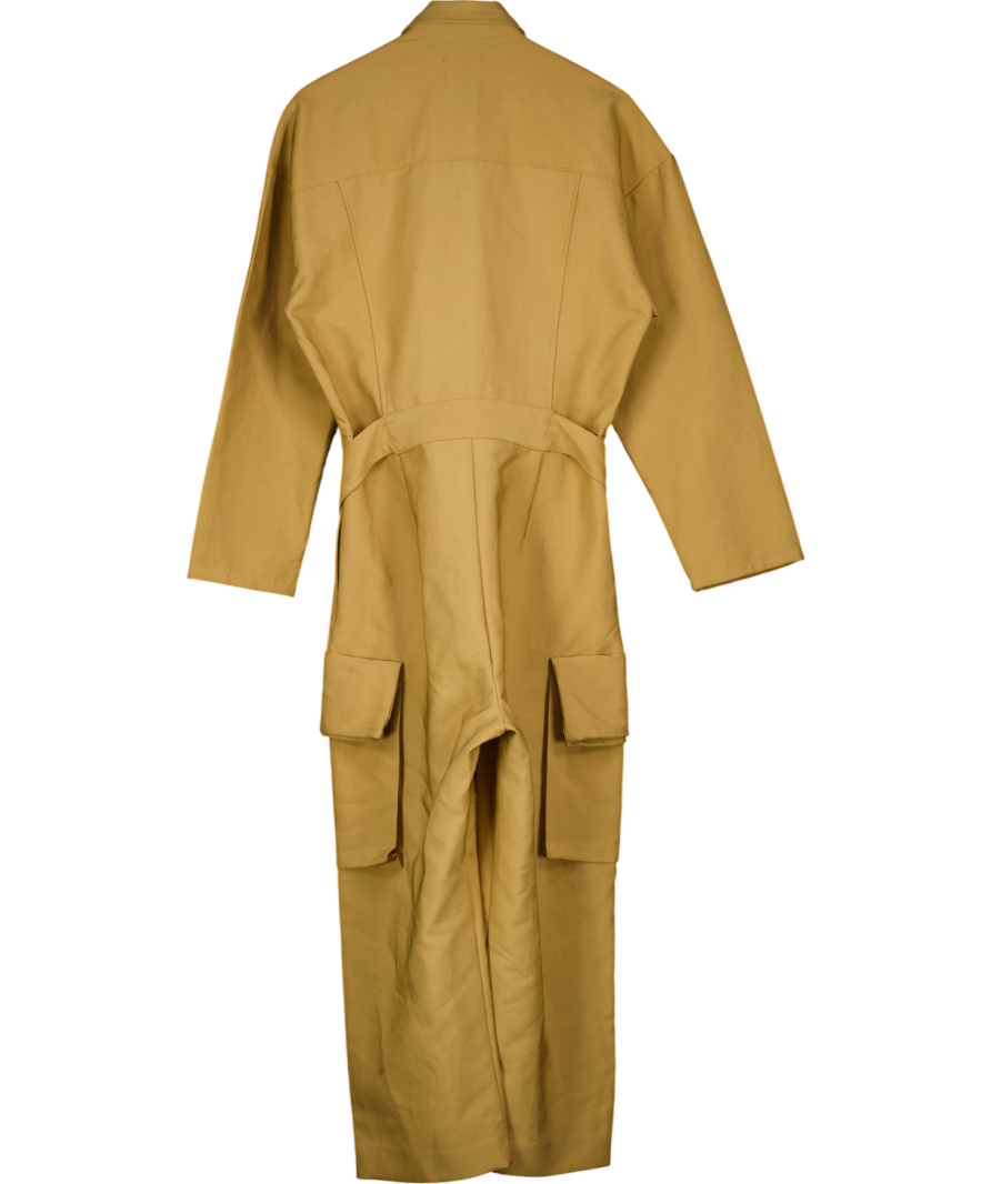THE FRANKIE SHOP Beige Camel Linda Cargo Cotton Jumpsuit UK S