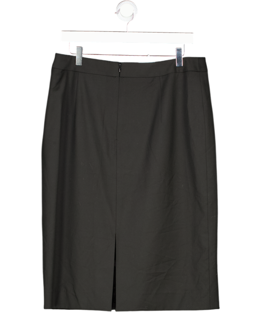 Jaeger Black Pencil Skirt With Back Slit UK 14