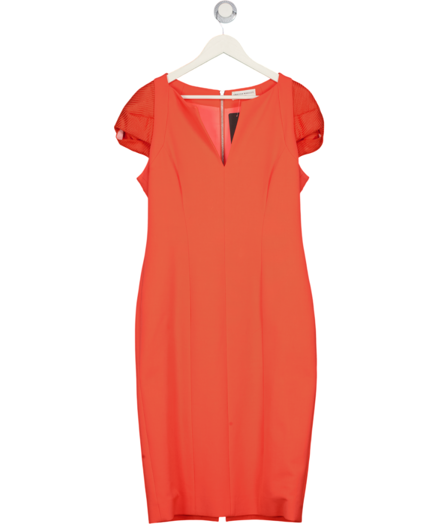 AMANDA WAKELEY Orange Cap Sleeve Midi Dress UK 14