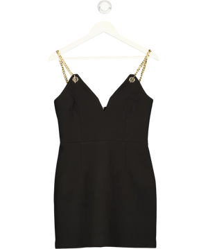 REBECCA VALLANCE Black / Gold Iman Chain-detail Mini Dress UK 10