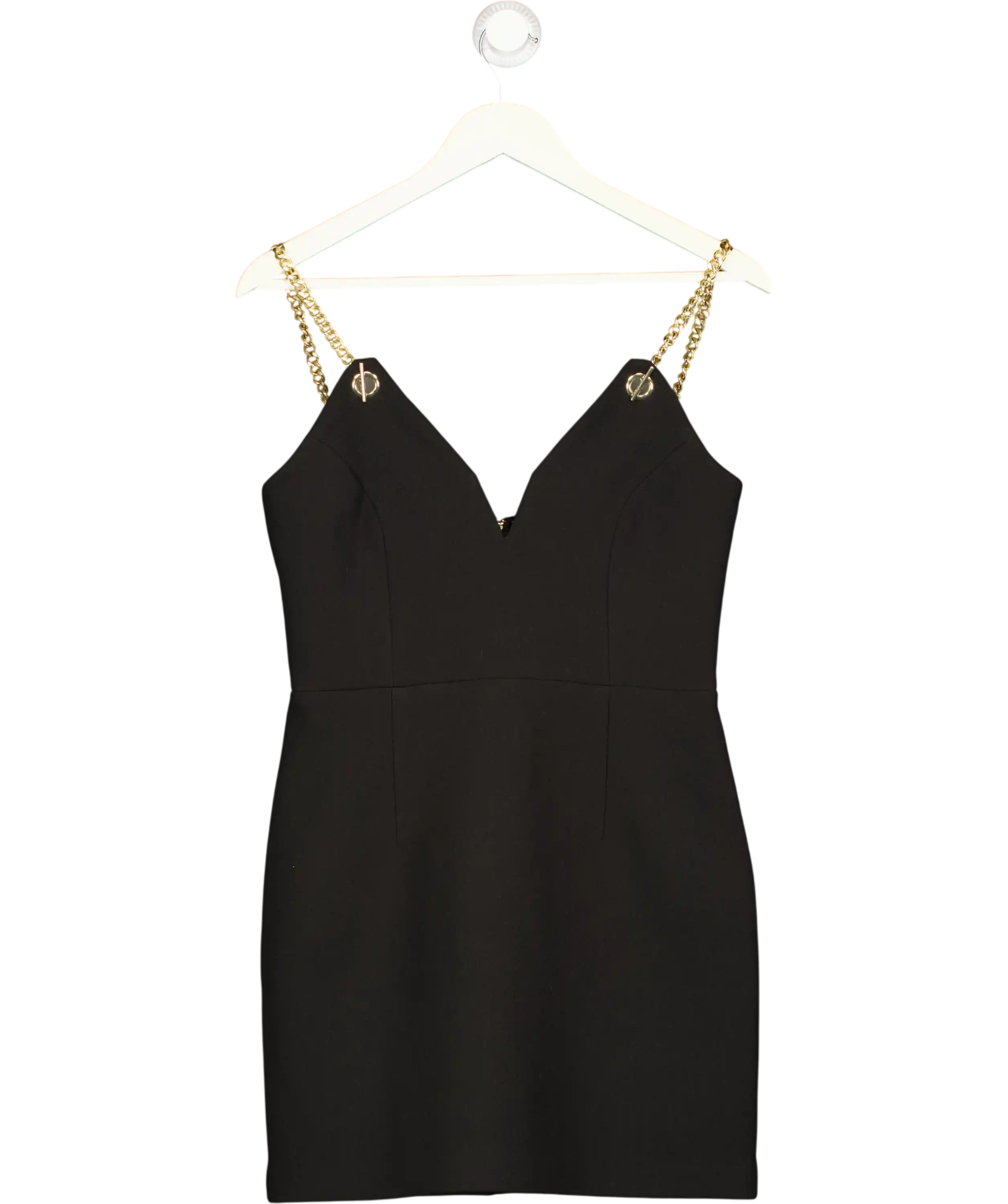 REBECCA VALLANCE Black / Gold Iman Chain-detail Mini Dress UK 10