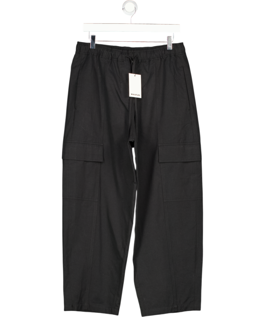 WHISTLES Black Utility Cotton Barrel Trouser UK 12