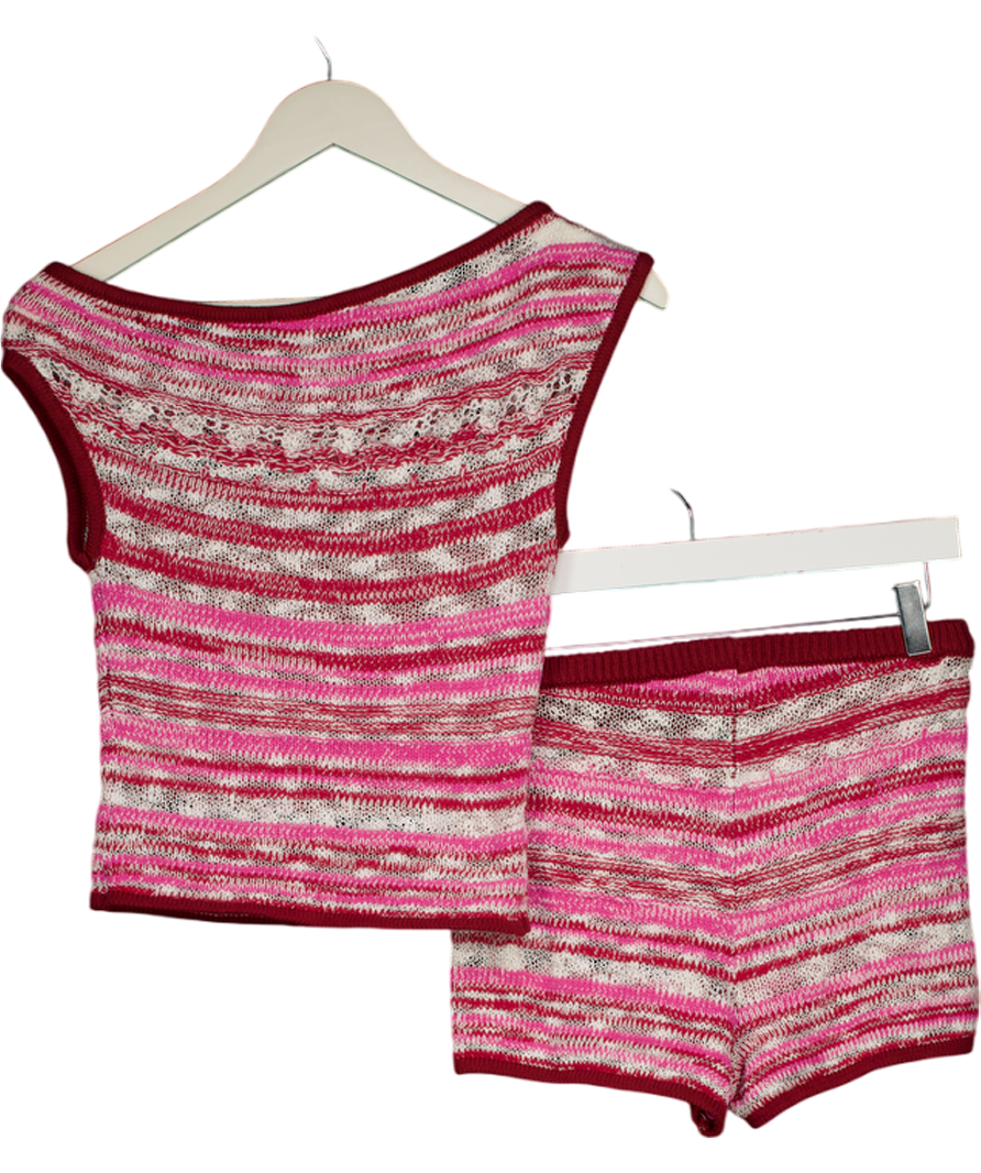 White Fox Pink Please Change Your Mind Knit Set Boysenberry Sundae UK M
