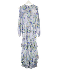 MISA Los Angeles Blue Floral Frill Detail Midi Dress UK M
