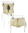 WHITE FOX 2-piece Beige Glow All Night Bustier And Shorts Set UK XS