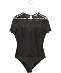 H&M Black Lace Sweetheart Neckline Bodysuit UK 12