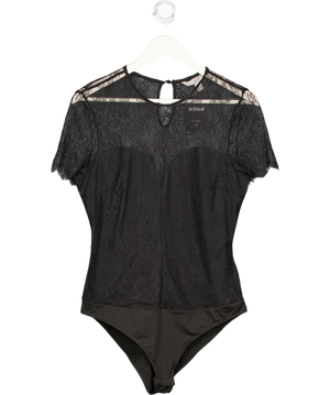 H&M Black Lace Sweetheart Neckline Bodysuit UK 12