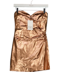 ZARA Metallic Rose Gold Mini Dress With Built In Shorts UK S