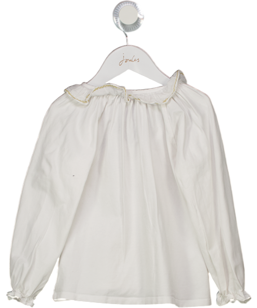 Confiture White Frill Neck And Sleeve Cotton Shirt 6 Years