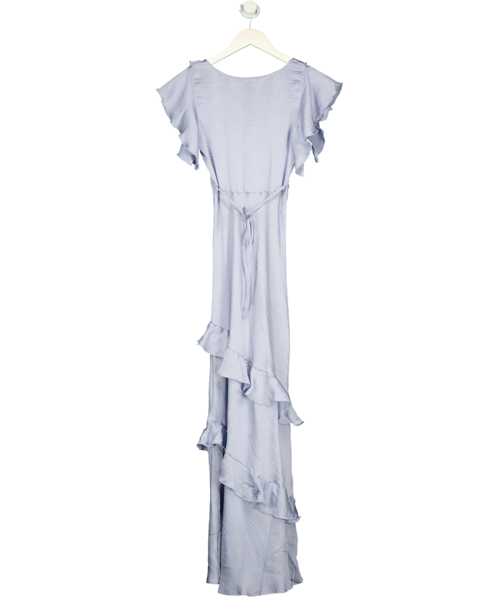 NEW LOOK  Pale Blue Satin Ruffled Midi Dress UK 6