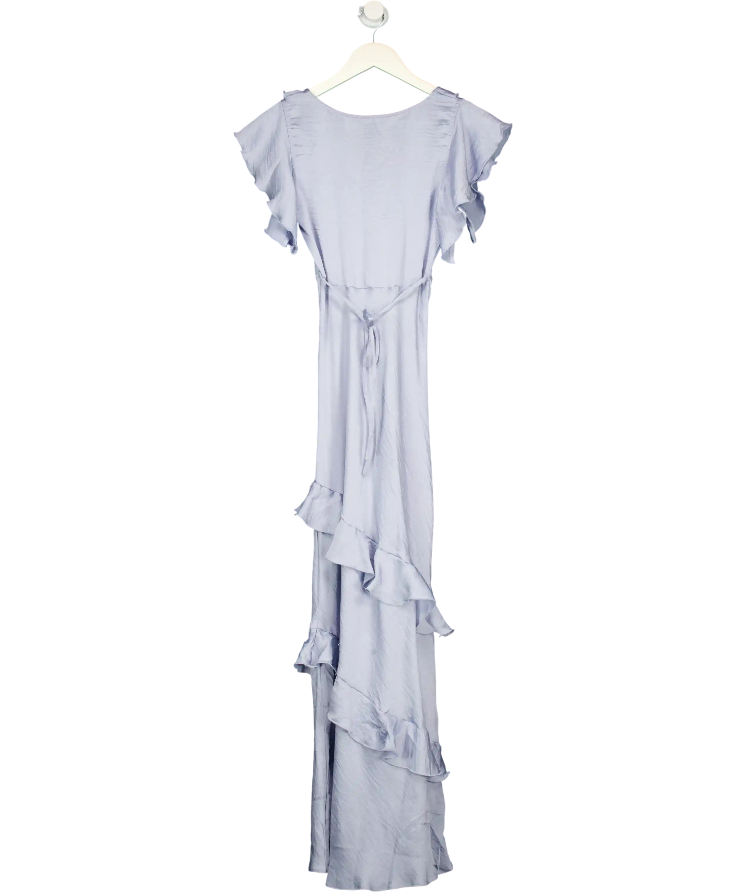 NEW LOOK  Pale Blue Satin Ruffled Midi Dress UK 6