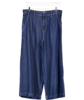 NEXT Premium Collection Blue Pleated Wide Leg Crop Lyocel Blend Jeans UK 8