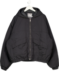 WEEKDAY Black Relaxed Nylon Bomber Jacker UK L