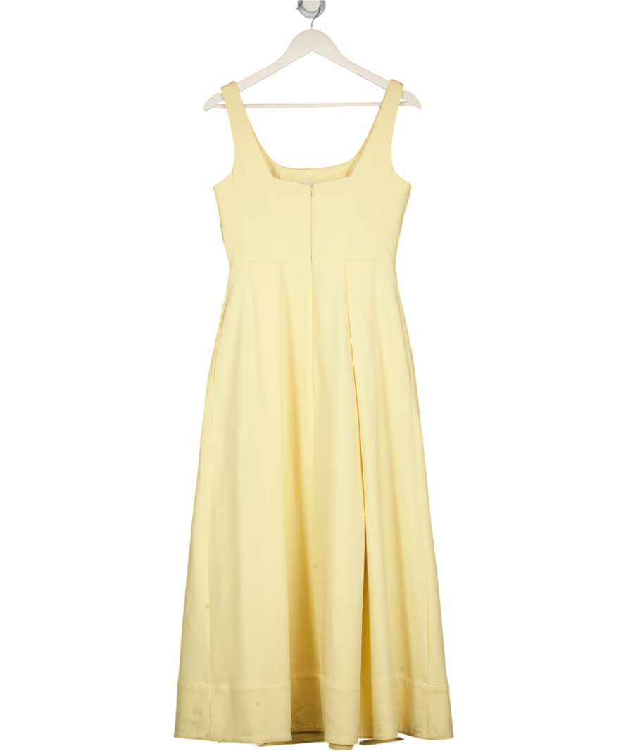 KAREN MILLEN Tailored Full Skirt Midi Dress In Butter Yellow UK 6