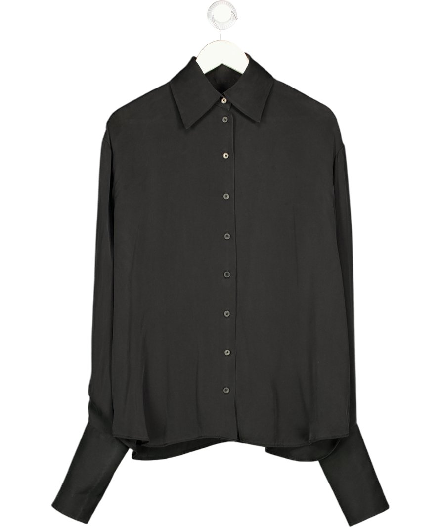 HELSA Black The Relaxed Silk Shirt UK S