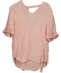 Sandro Pink Short Sleeved Open Back Top With Rose Detail UK 10