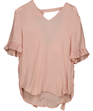 Sandro Pink Short Sleeved Open Back Top With Rose Detail UK 10
