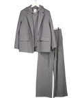 Fabrique Grey Avery Layered Look Hoodie Blazer (s) And Trouser Set UK XS