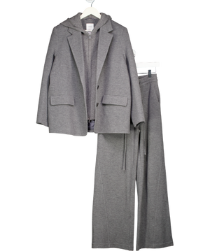 Fabrique Grey Avery Layered Look Hoodie Blazer (s) And Trouser Set UK XS