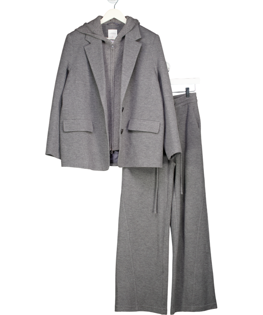 Fabrique Grey Avery Layered Look Hoodie Blazer (s) And Trouser Set UK XS