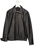 Van Heusen Black Leather Collared Bomber Jacket UK S