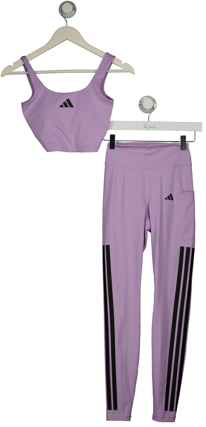 adidas Purple Light Support Tank Top And Leggings Set UK XS/S