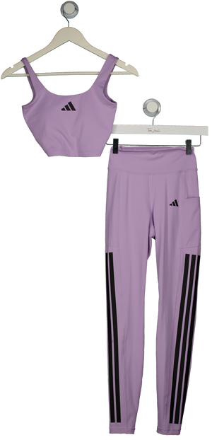 adidas Purple Light Support Tank Top And Leggings Set UK XS/S