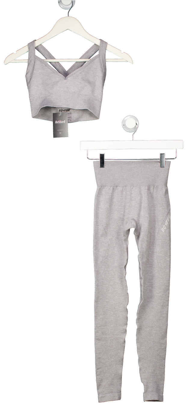 Bo + Tee Grey Super Sculpt Seamless Cross-back Set UK XS