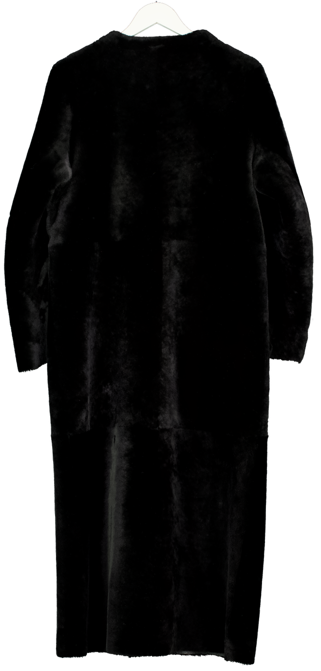 NOUR HAMMOUR Black Luxury Shearling Long Coat UK M