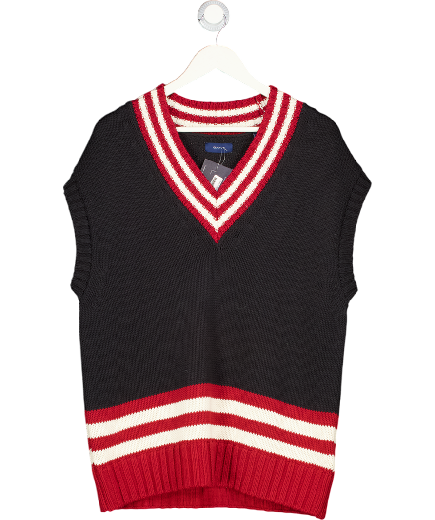 GANT Blue Navy Blue/ Red Knit Cricket Vest In Cream UK S