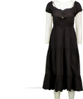 River Island Resort Black Cotton Shirred Waist Bow Back Midi Dress UK S