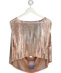 White Fox Pink Hopeful Metal Mesh Top Champagne UK M