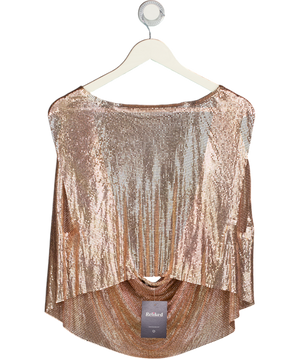 White Fox Pink Hopeful Metal Mesh Top Champagne UK M