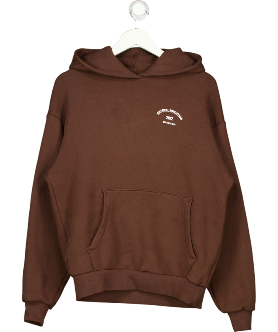 GYMSHARK Brown Physical Education Logo Hoodie UK S