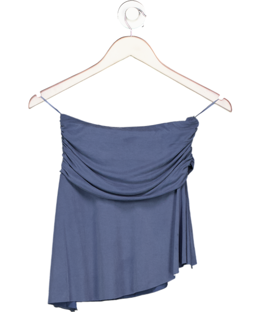 ZARA Blue Ruched Waistband Jersey Mini Skirt UK S