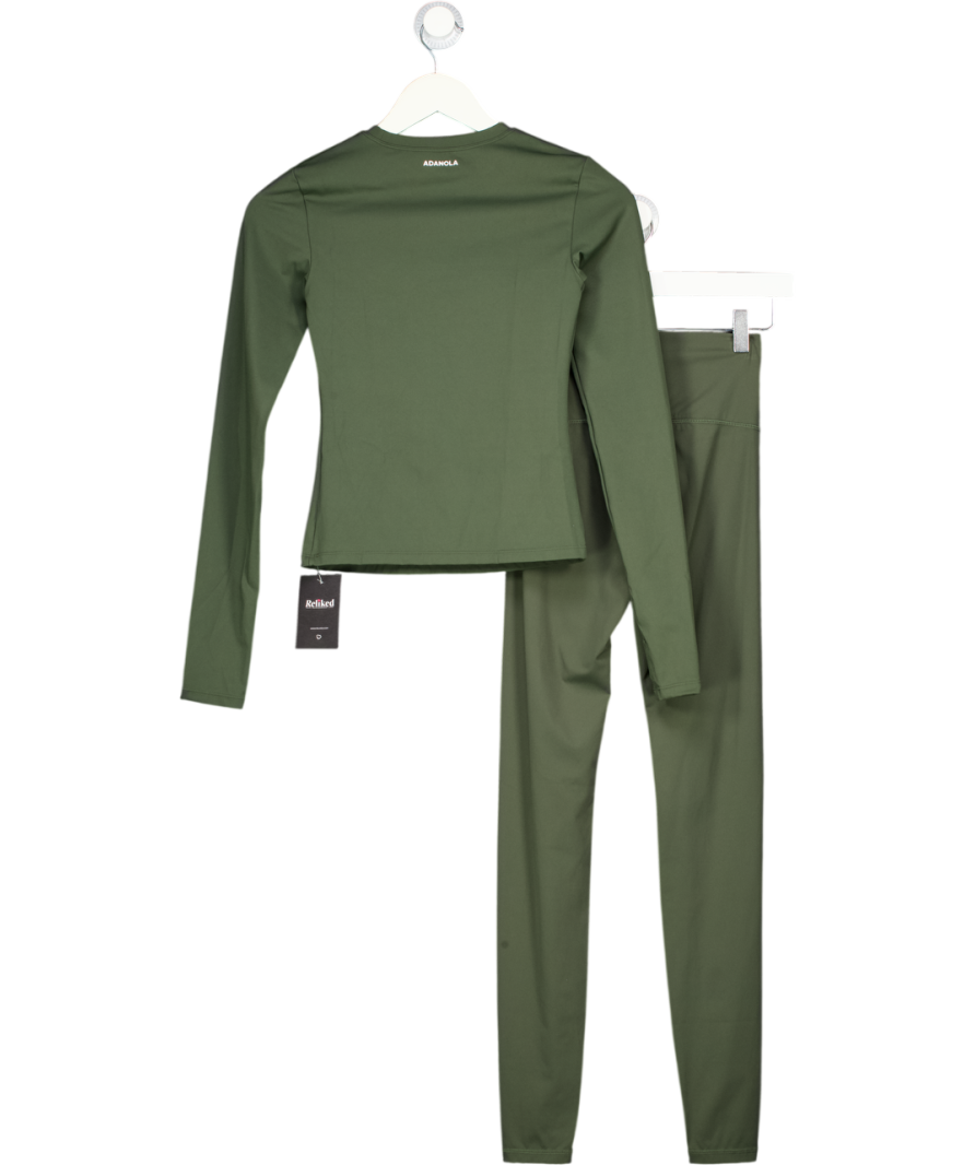 ADANOLA Green 2-piece Activeweat Leggingd And Long Sleeve Top Set UK XS