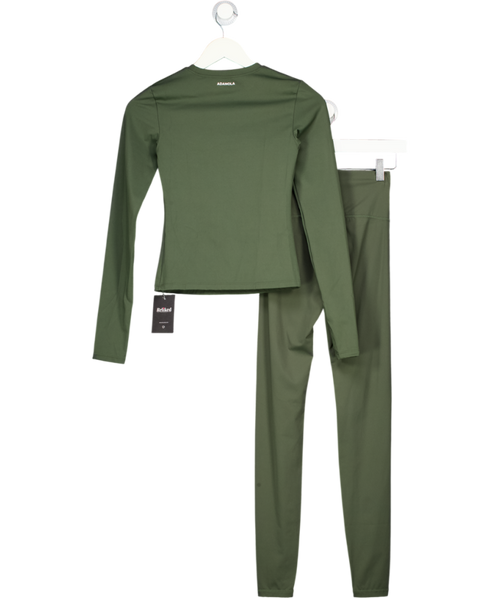 ADANOLA Green 2-piece Activeweat Leggingd And Long Sleeve Top Set UK XS