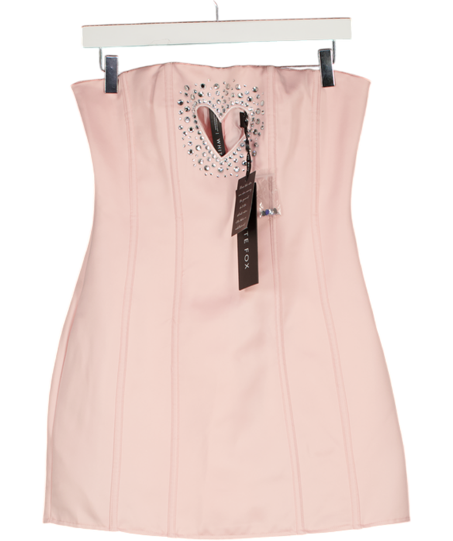 White Fox Pink I Love You Embellished Strapless Mini Dress UK S