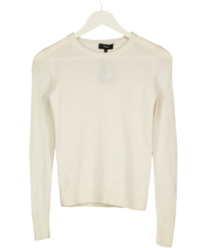 Theory Cream 100% Cashmere Crew Neck Jumper Szp UK XS