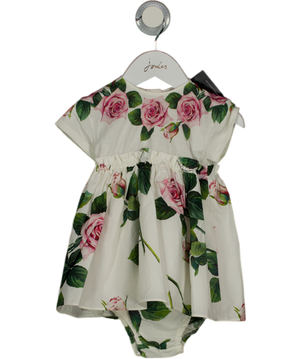 DOLCE & GABBANA White Rose Print Dress With Bloomers 9-12 Months