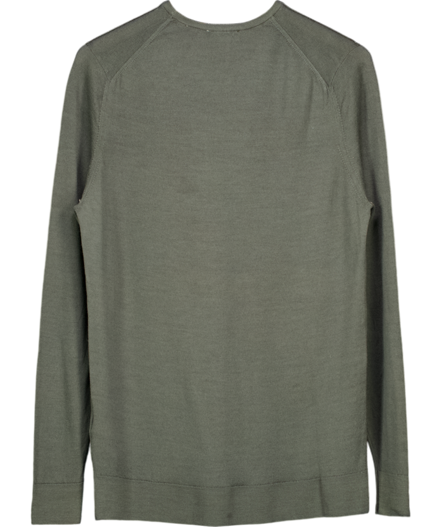 Sunspel Green Extra‑fine Merino Crew Neck UK M