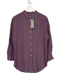 MINT VE LVET Blue Blue/orange Remi Print Oversize Viscose Shirt UK S