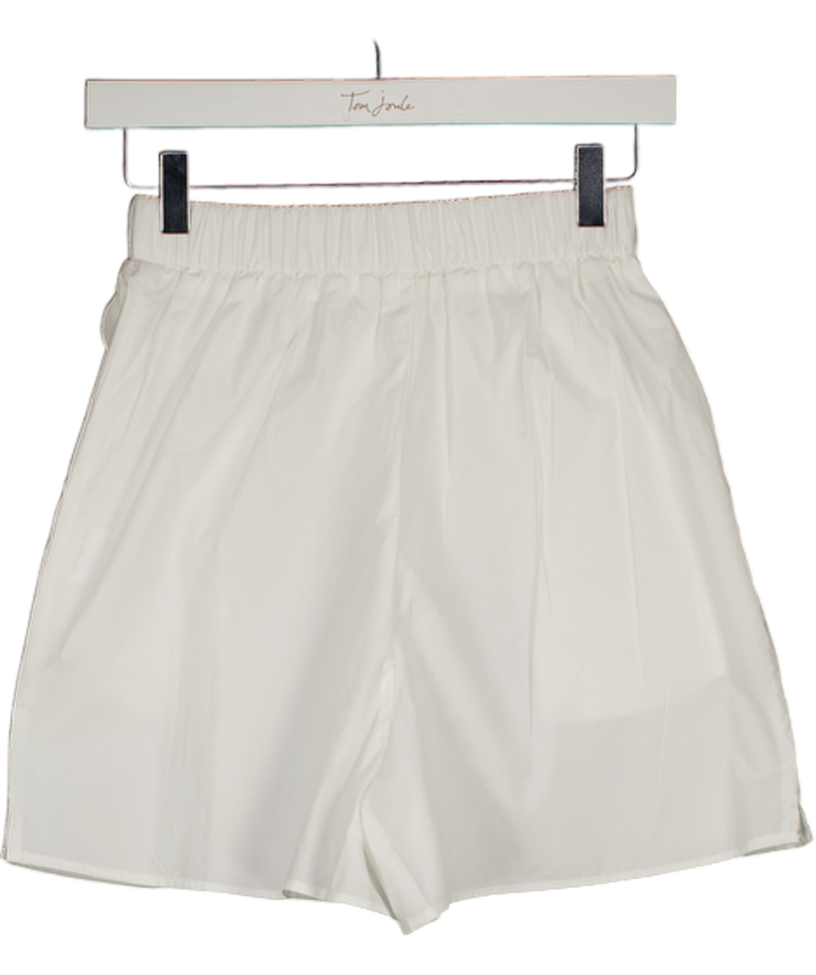 THE FRANKIE SHOP White Lui Cotton-poplin Embroidered Logo  Shorts UK XS