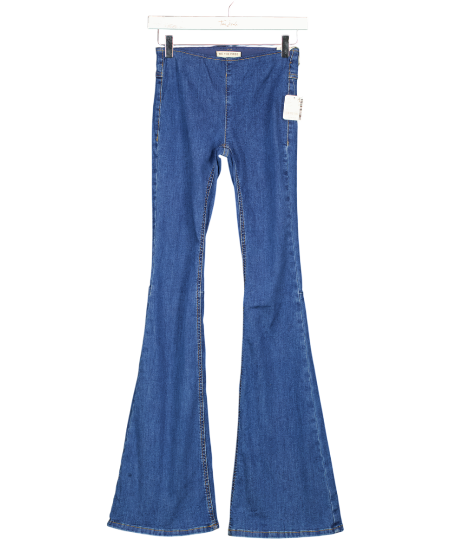 FREE PEOPLE Blue We The Free Penny Pull-on Flare Jeans W24