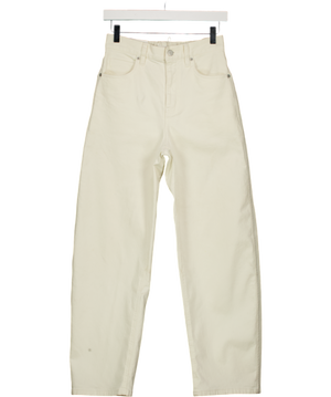 OAK + FORT Cream Regular Length Twill Barrel Leg Pant UK XS